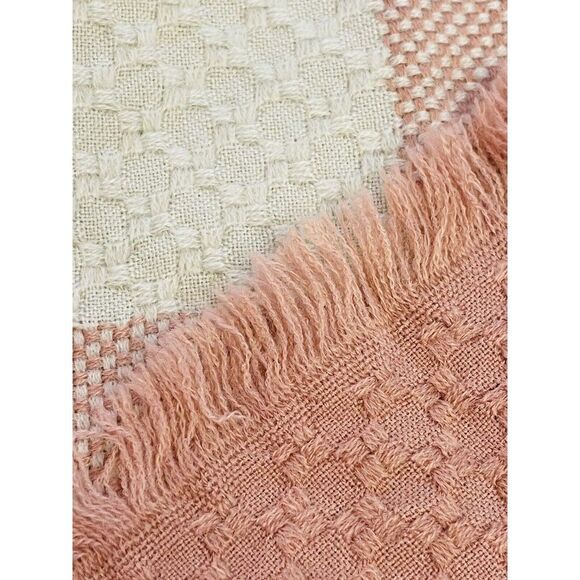 Ann Taylor Loft Scarf Women Large 76"X28" Pink Plaid Knitted Fringe Reverse NWT - Picture 3 of 8